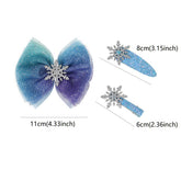 Accesorios para el cabello con copos de nieve navideños, pinzas de cristal para el cabello